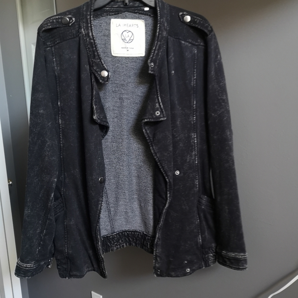 Black acid wash Moto jacket